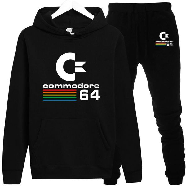 

casual hoodies new autumn/winter commodore 64 mens hoodies streetwear c64 sid amiga retro 8-bit ultra cool design long sleeves, Black