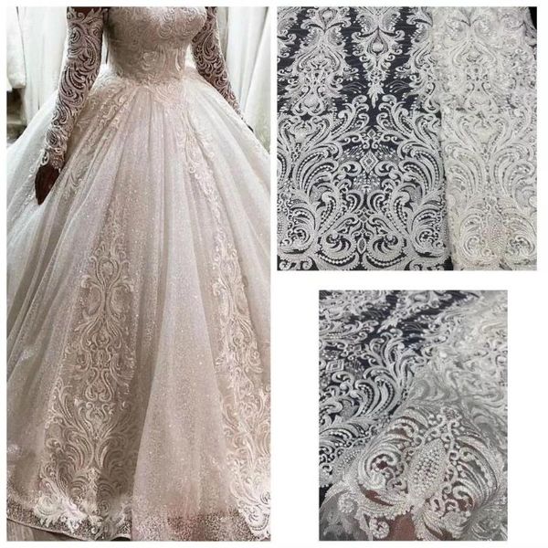 

heavy handmade french net lace african beaded lace white color with sequins embroidery tulle fabric for party wedding dress, Pink;blue