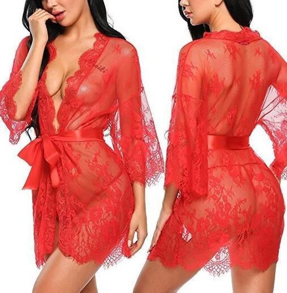 

2020 luxury ladies lingerie set pajamas designer lace backless dress home date french romantic dress, Black;red