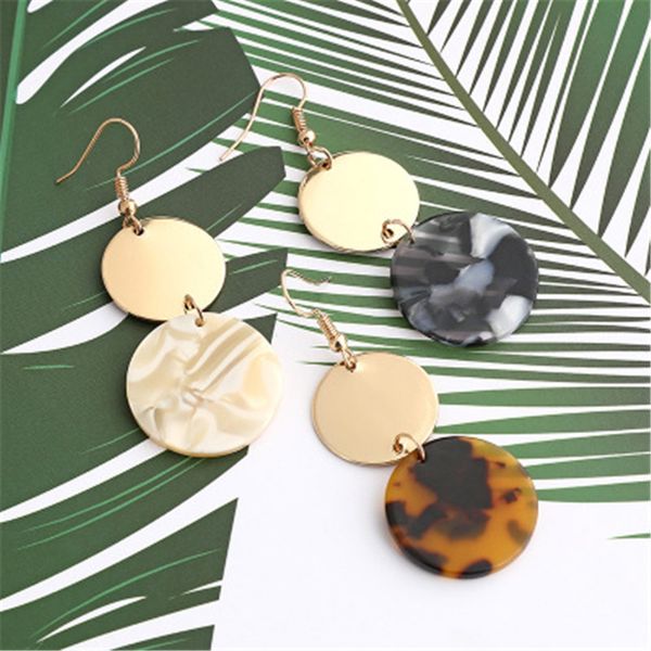 

2019 new boho resin women's charm earrings triangle round earrings fashion jewelry female gifts, Silver