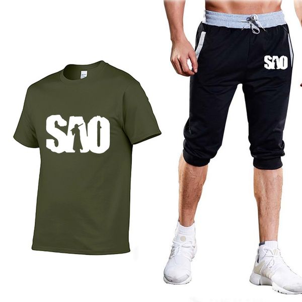 

new 2020 summer sao sword art online t shirts men fashion cotton short sleeve light mens t shirts pants suit sportswear g