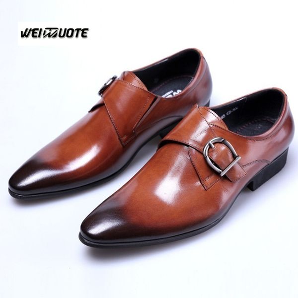 

weinuote men fashion business leather oxfords shoes mens wedding dress shoes pointed toe casual formal, Black