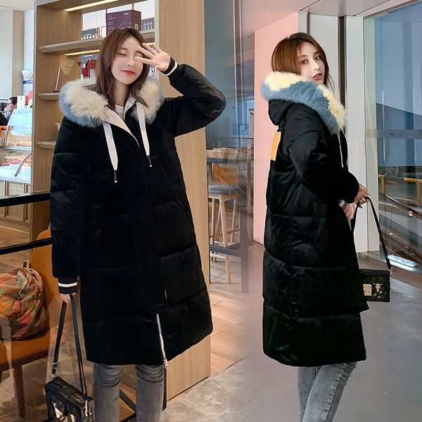 

a real cotton 2019 winter cotton long fund cotton-padded jacket woman easy student thickening down cotton-padded clothes woman, Black