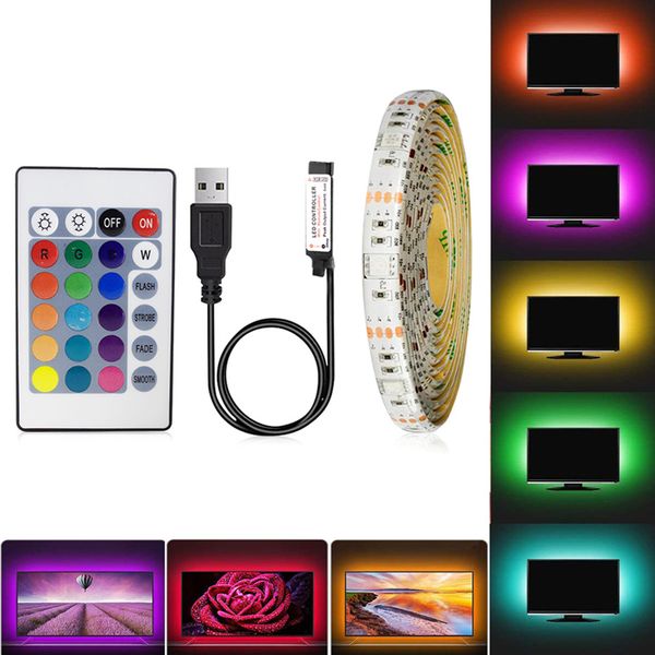 LED-Streifen RGB, wasserdicht, USB, 5 V, Band, LED-Streifen, RGB/Weiß/Warmweiß, TV-Hintergrundbeleuchtung, 1 m, 2 m, 3 m, 4 m, 5 m, SMD3528, flexible LED-Streifenlichter