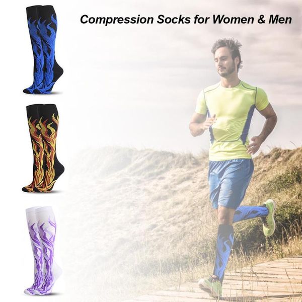 

long tube compression socks professional marathon running socks breathable comfortable elastic relief for running cycling, Black