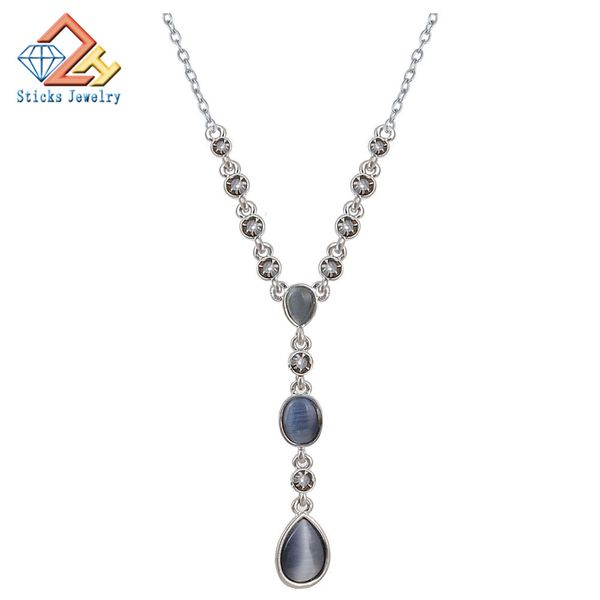 

2019 new bohemian statement necklace for women trendy ethnic natural stone collar maxi long necklace bijoux, Silver