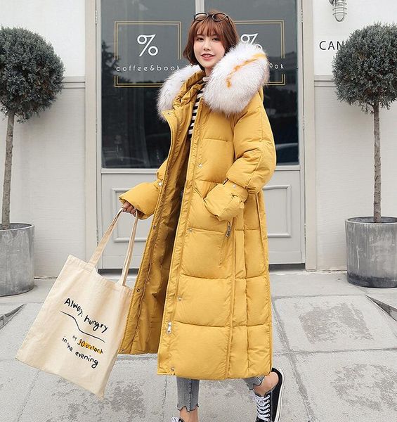 

thick hooded pockets casual long parka women 2018 solid padded jacket fashion loose woman winter coats and jackets, Black