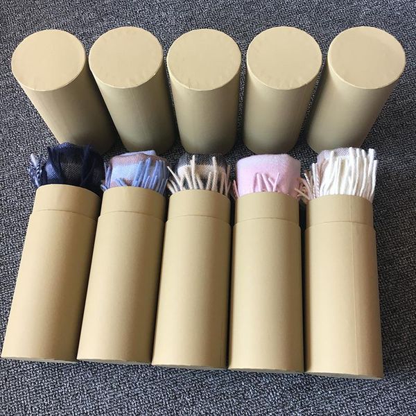 

women men scarf cashmere scarf classic check scarfs pashmina shawls scarves with roll tube box, Blue;gray