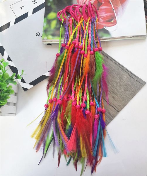 

lady beads fashion natural feather hair band hair extension headdress wedding headwear hair accessories feathers bohemian