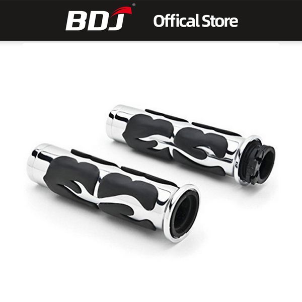 

bdj for 22mm 25mm metal padded chrome flame motorcycle handlebar grip