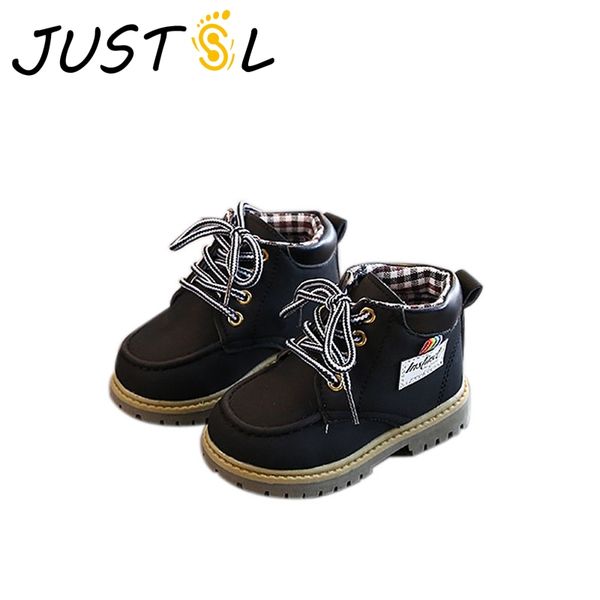 

justsl 2020 autumn new child fashion boots kids black martin boots fashion girls boys non-slip toddler shoes size 22-26, Black;grey