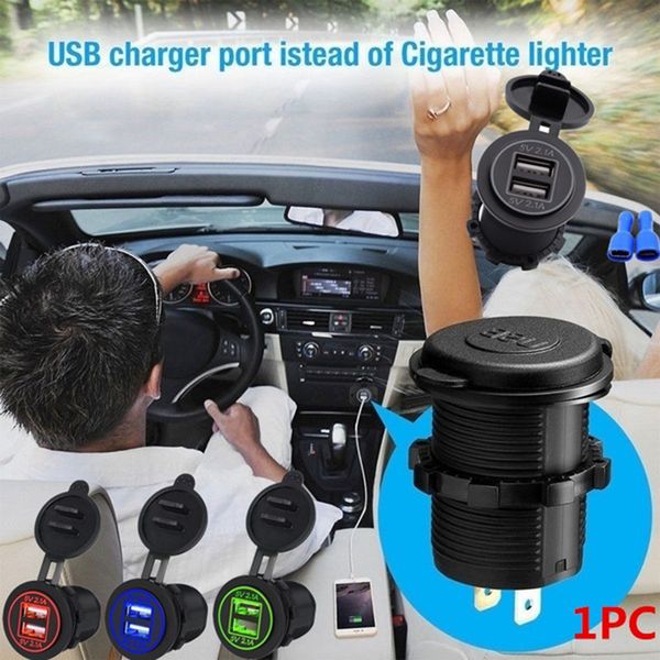 

usb charger cover for motorcycle auto truck atv led car 4.2a dual usb socket 12-24v auto charger power adapter accessories