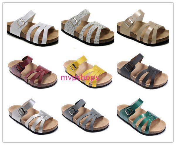

brand designer genuine leather slippers flat heel sandals for women wholesale summer beach casual single button female sandals