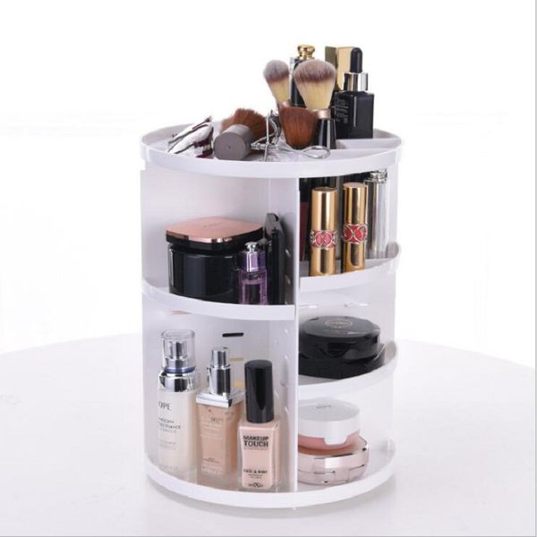 

360-degree rotating makeup organizer box brush holder jewelry organizer case jewelry makeup cosmetic storage b