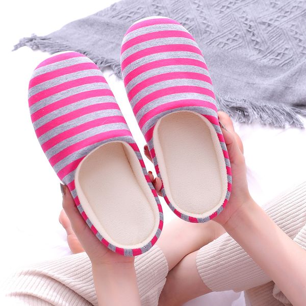 

slippers for women bottom soft home slippers striped cotton men shoes indoor slip-on shoes for bedroom house slides women, Black