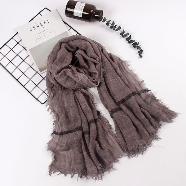 

2019 japanese style winter scarf cotton solider color striped long soft women's scarves shawl fashion men scarf, Blue;gray