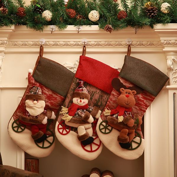 

christmas socks linen gift bags decorations candy stockings holder christmas tree ornaments party supplies