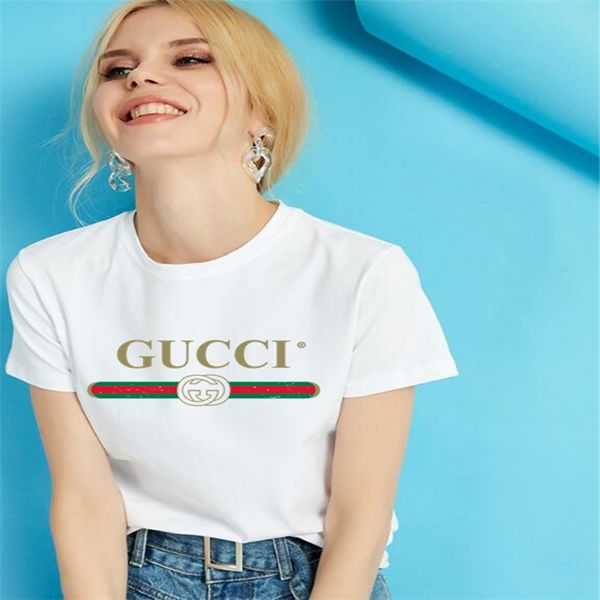 

19ss t shirts short sleeve women designers cotton lady print gold biggucci streetwear clothing summer girl shirts luxury tees, White