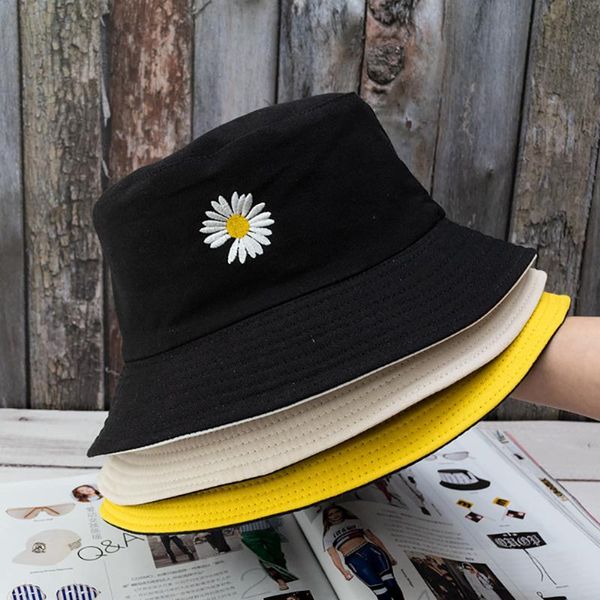 

new summer women bucket hat fashion little daisies fisherman cap sun uv protection casual style double sided wear lady cap, Blue;gray