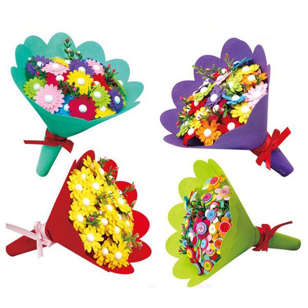 EVA-Knopf-Blumenstrauß für Kinder, pädagogisches 3D-Puzzle, Spielzeug zum Selbermachen, Blumen halten, handgemachtes Geschenk, Raumdekoration, Bastelsets, kreatives Modell