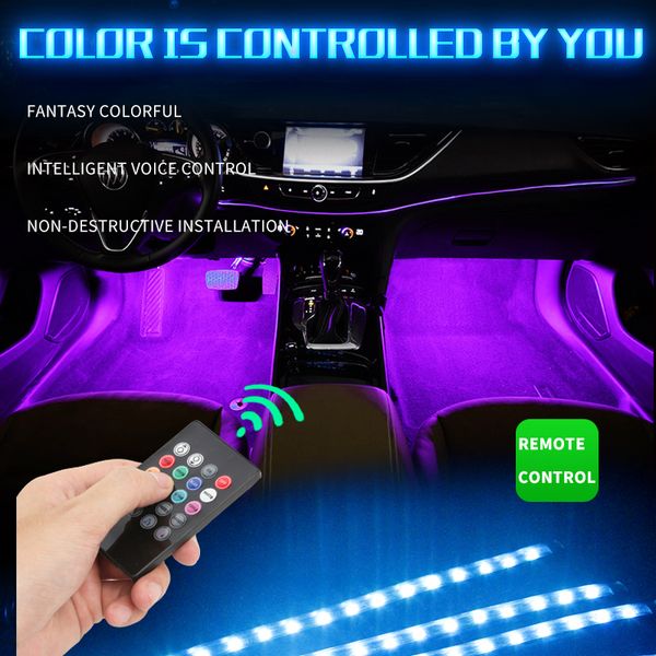 

7color/music control auto rgb 9led strip foot light with usb inside atmosphere lamp with remote control car interior decoration