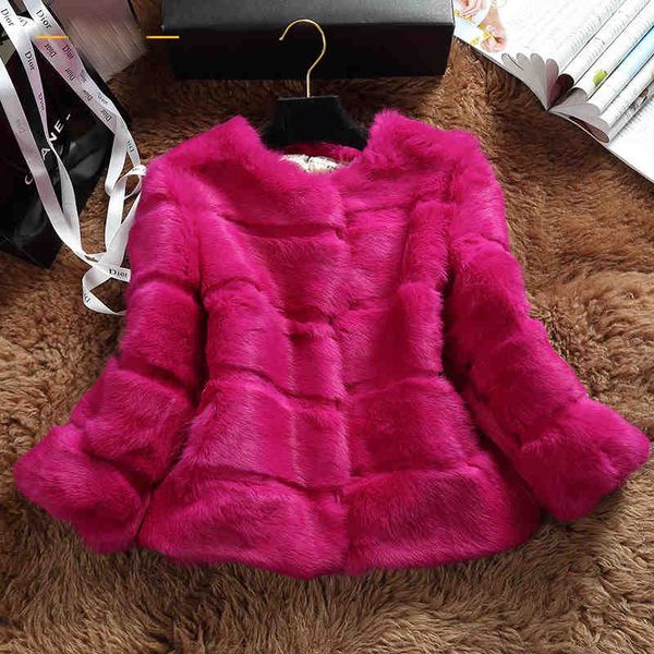 

genuine fur coats women wave cut o neck 3/4 sleeve autumn winter 2019 short design real fur coat women's jacket, Black
