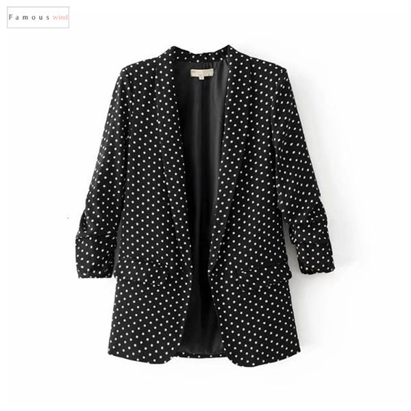 

философия женщины blazer повседневный новый черный сложенные рукава офис дамы бизнес куртка полька dot печати женский пиджак, White;black