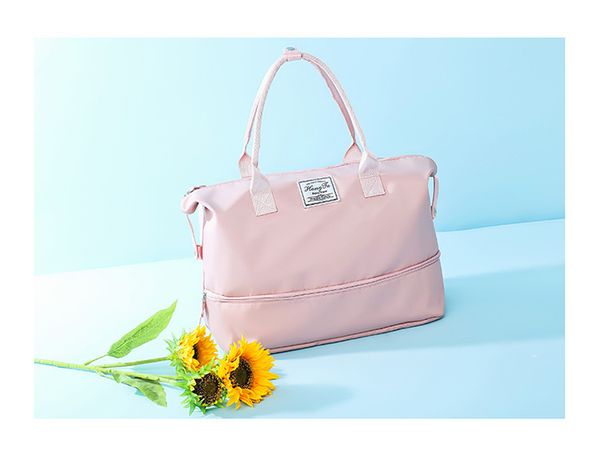 

sports gym fitness dry wet separation yoga bag travel handbags for shoes women the shoulder sport luggage pink