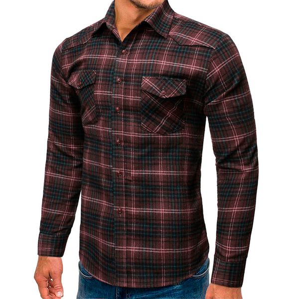 

autumn men shirts casual slim fit streetwear plaid printed colorful lapel purple button up dress shirt long sleeve blouse, White;black
