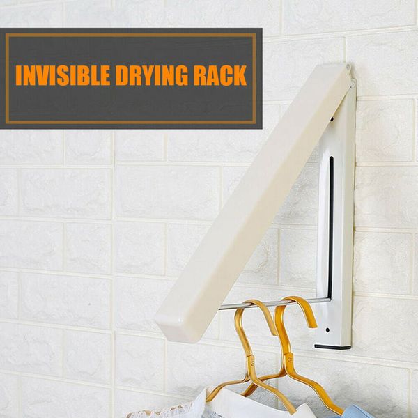 

laundry drying rack wall-mount retractable folding invisible clothes hanger bjstore