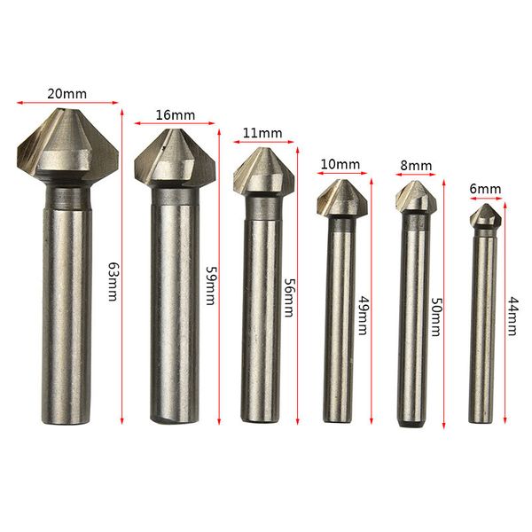 

6pc white crystal/chamfering/countersinks/three-edge 90-degree chamferer