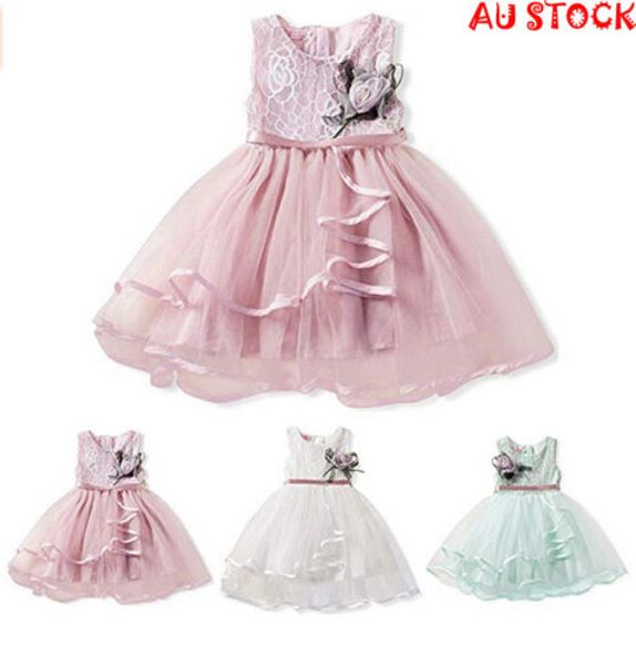 

floral toddler baby girl sleeveless dress princess pageant lace tutu dress 6m-5y, Red;yellow