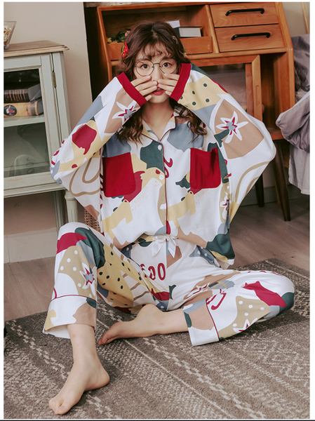 

new autumn winter sleepwear 2 piece sets for women's cotton pajamas turn-down collar homewear large size pijama pyjama xxxl, Black;red