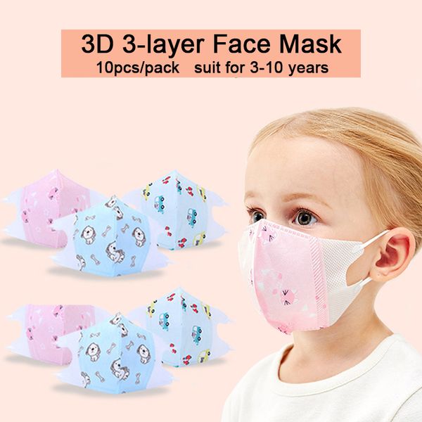 

10/50/100pcs 3d disposable anti-virus mouth mask printed cartoon anti-pollution face masks personal protect health care 3-layer
