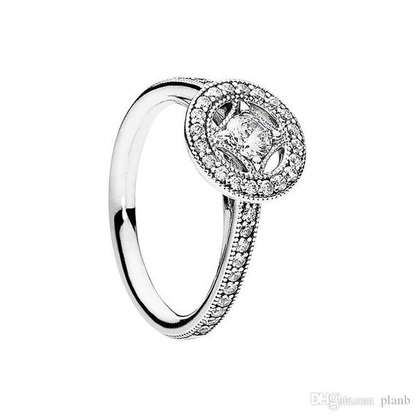 

clear cz diamond vintage allure rings set original box for pandora 925 sterling silver luxury designer jewelry women ring, Slivery;golden
