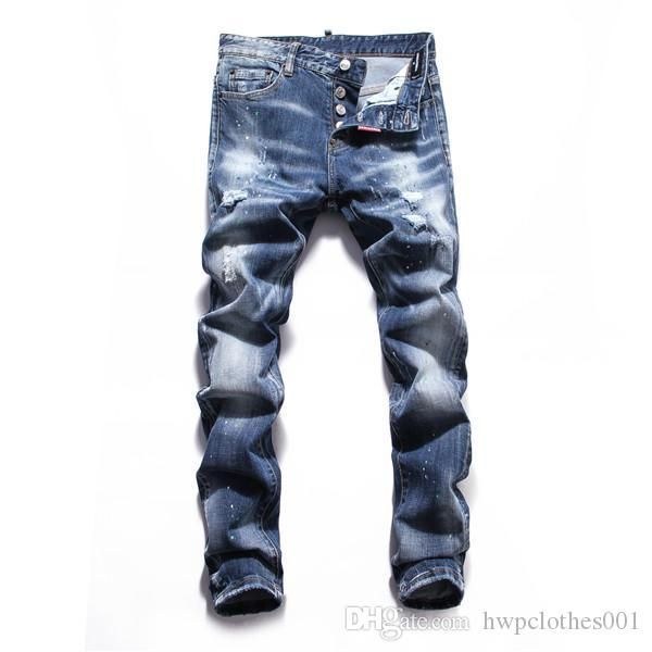 

2020 mens designer jeans new mens biker jeans motorcycle slim fit washed motorcycle denim skinny elastic pants joggers for men jeans, Blue