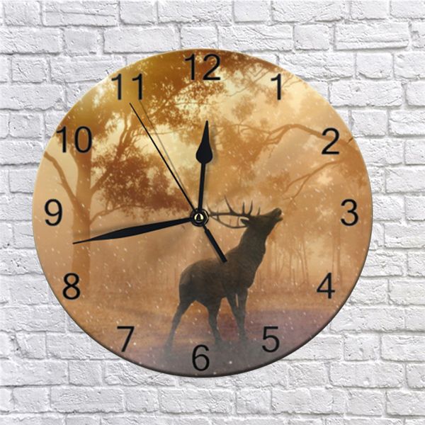 

25cm wall decor clocks deer nueral digital dial mute no ticking sound battery operated clocks for children's bedroom
