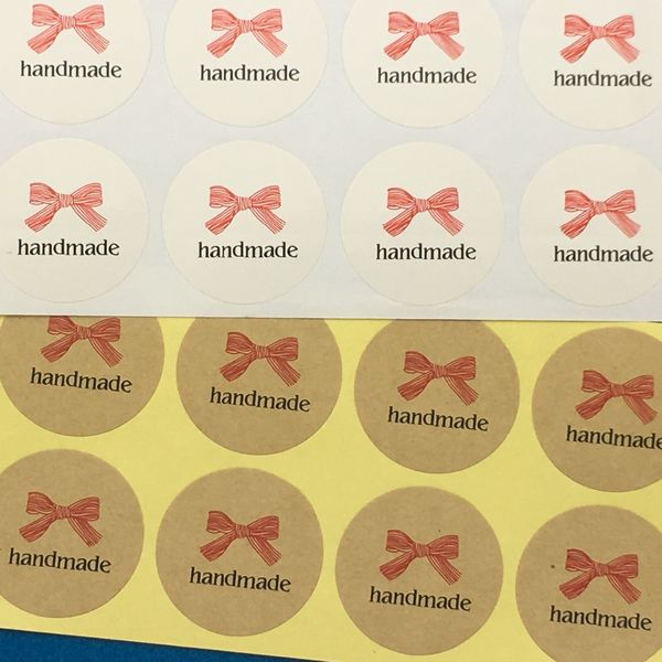 

300 pcs hand made handmade kraft stickers seals label for gift box craft baking diy decals 3.5x3.5cm ing
