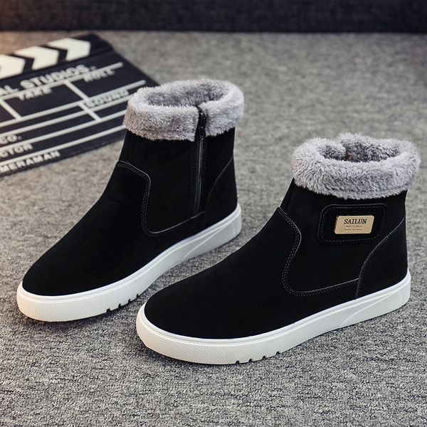 

winter warm and comfortable men's boots britain all take the trend of men's cotton boots with fleece short men, Black