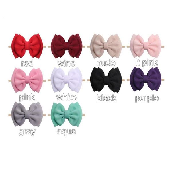 

pcs/lot, 6'' double layer puff hair bows nylon for girls elastic nylon headbands big puff bow hair band accessories, Slivery;white