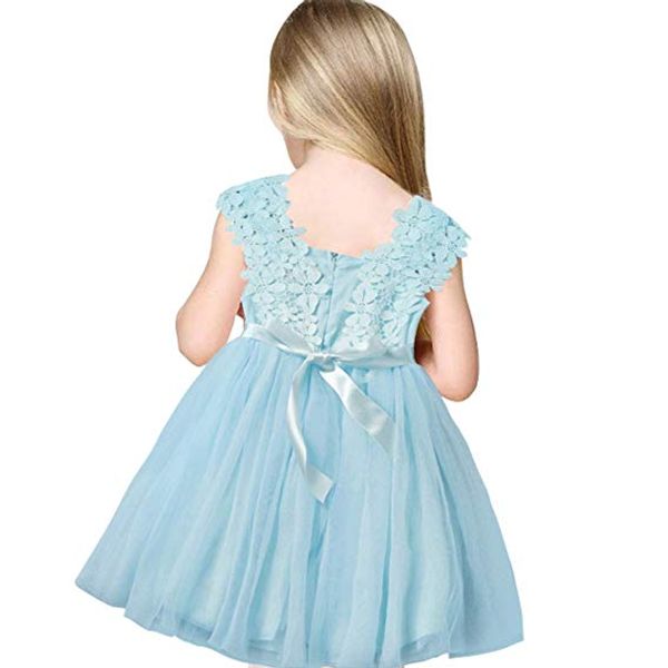 

baby girl princess flower dress sleeveless lace tutu gown bridesmaid party wedding baby birthday dress children dress, Red;yellow