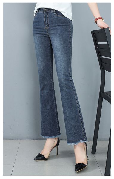 

the blue new han edition style of tall waist temperament of cultivate one's morality show thin flared trousers jeans in the spring and