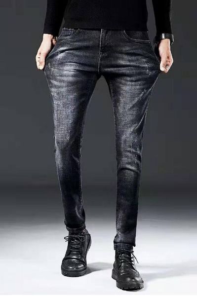 

2020 новый pa25116 мужчины новая мода проблемные дыры джинсы мужские повседневные хлопок тонкий длинные брюки мужские денима джинсы мотоцикл, Blue