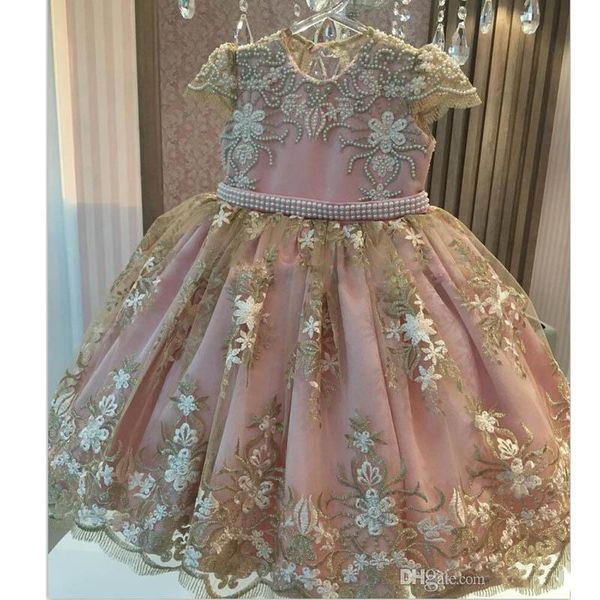 

lace ball gown flower girls dresses for wedding jewel neck birthday gowns floor length tulle beading first communion dress cap sleeve, White;blue