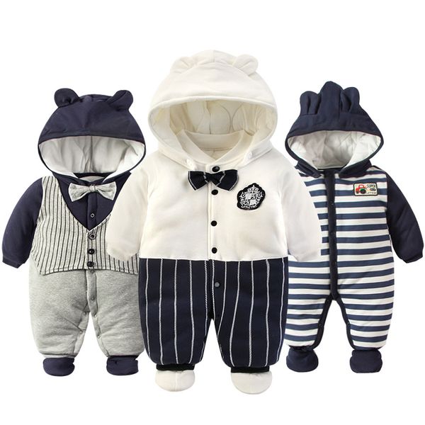 

2020 newborn rompers зимы хлопка толстые теплый мальчик девочка одежда ребенок с длинным рукавом с капюшоном комбинезон дети outwear для 0-2, Blue