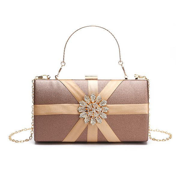 

2019 winter new diamond flower evening bag european and american fashion banquet box clutch bag tide slanting small