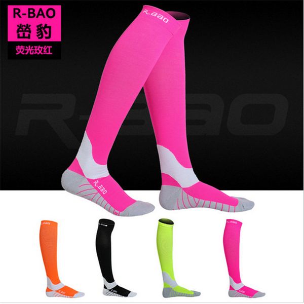 

running marathon socks r-bao rb7707 professional compression stockings men women outdoor cycling sports socks, Black