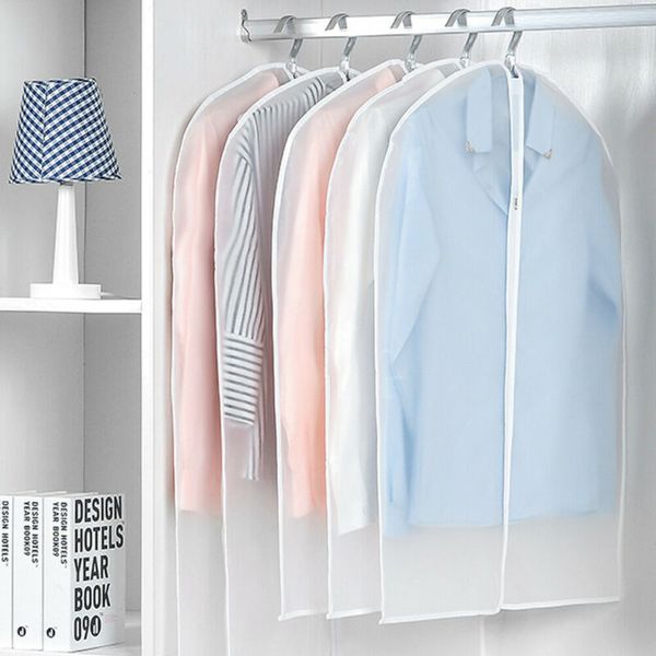 

5pcs clear clothwardrobe clothes storage bag garment suit coat dustproof cover bag protector family home hanging organizer