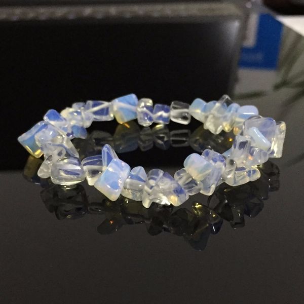 

women bracelets healing balance raw nuggets natural real sea opal moonstone chip stone beads meditation jewelry quartz bracelets, Black
