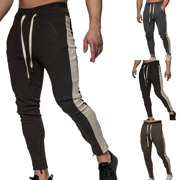 

vertvie men cotton knit jogger sweatpants casual loose running pants gym workout sports pants male breathable trousers striped, Black;blue